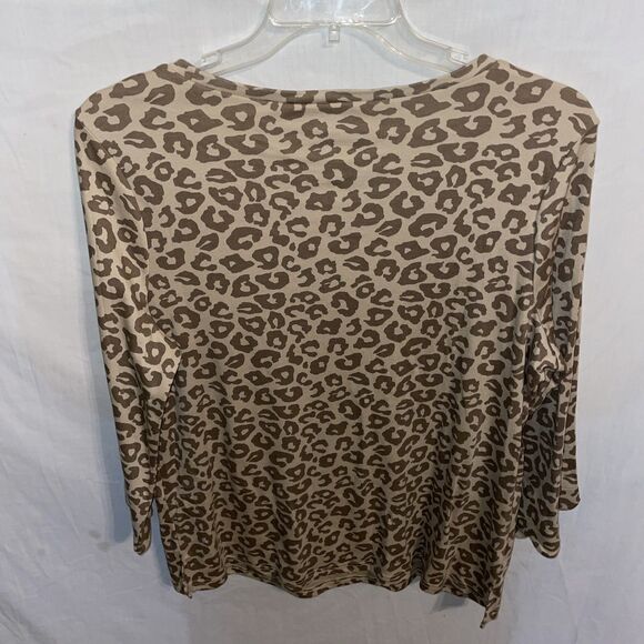 Quacker Factory Women’s Dressy Blouse Size Large Beige Leopard Print Party NWT - Picture 8 of 12